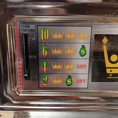 CASINO CROWN "JACKPOT" SLOT MACHINE COIN OPERATED, WORKS!!