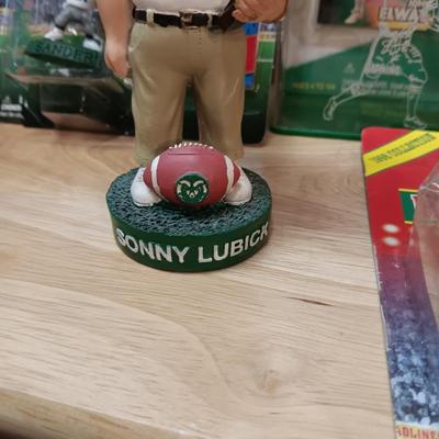 HEADLINERS FOOTBALL, BASKETBALL AND BASEBALL FIGURES PLUS LUBICK BOBBLEHEAD