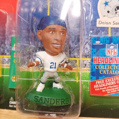 HEADLINERS FOOTBALL, BASKETBALL AND BASEBALL FIGURES PLUS LUBICK BOBBLEHEAD