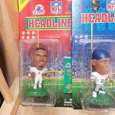 HEADLINERS FOOTBALL, BASKETBALL AND BASEBALL FIGURES PLUS LUBICK BOBBLEHEAD