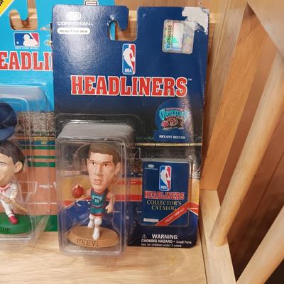 HEADLINERS FOOTBALL, BASKETBALL AND BASEBALL FIGURES PLUS LUBICK BOBBLEHEAD