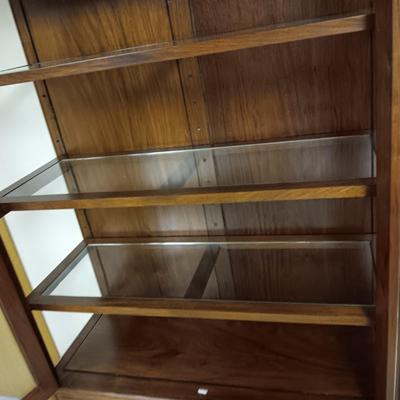 ASIAN THEMED DISPLAY CABINET WITH ADJUSTABLE SHELVES, 2 DRAWERS AND CABINET
