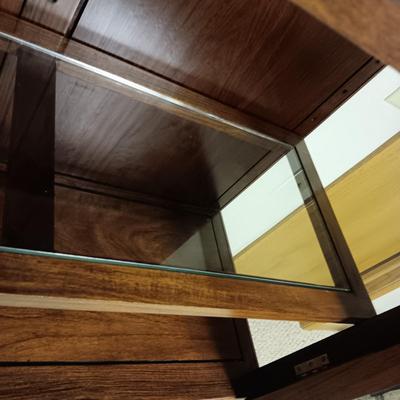 ASIAN THEMED DISPLAY CABINET WITH ADJUSTABLE SHELVES, 2 DRAWERS AND CABINET