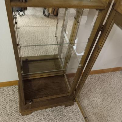 NARROW CURIO CABINET WITH A MIRRORED BACK
