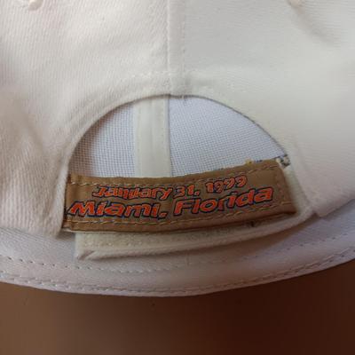 DENVER BRONCOS BALL CAP, BELT BUCKLE AND A PLUSH FOOTBALL