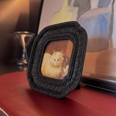 3X3 Vintage Small Picture Frame, Antique Ornate Black Square Photo Frame for Tab