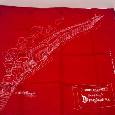 LOT 123J: Vintage Disneyland R.R. "Chief Engineer" Hankerchief - 16"x16"- Made in USA