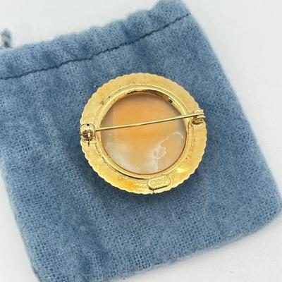 LOT 126J: Vintage Catamore Carved Shell Cameo Brooch/Pin - 12K Gold Filled
