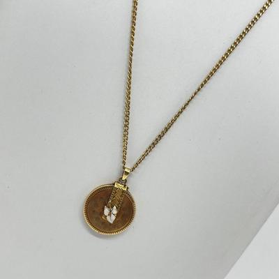 LOT 131J: 10K Yellow Gold Vintage Pendant Necklace - 8 Grams