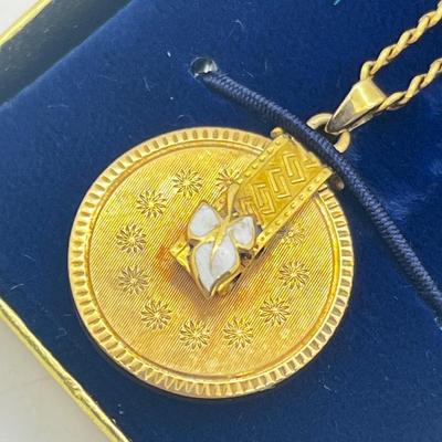 LOT 131J: 10K Yellow Gold Vintage Pendant Necklace - 8 Grams