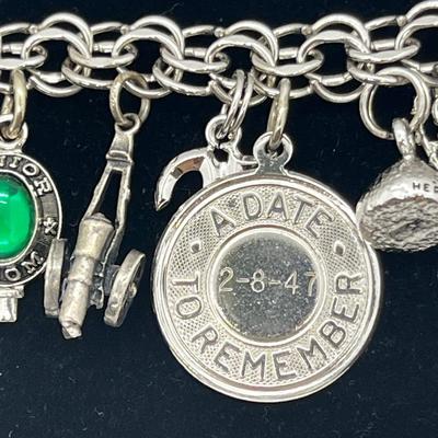 LOT 132J: Vintage Elco Sterling Charm Bracelet - 45.2 GTW