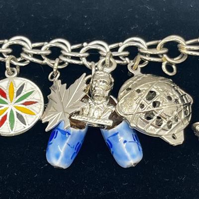 LOT 132J: Vintage Elco Sterling Charm Bracelet - 45.2 GTW