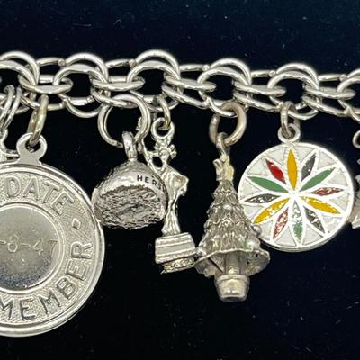 LOT 132J: Vintage Elco Sterling Charm Bracelet - 45.2 GTW