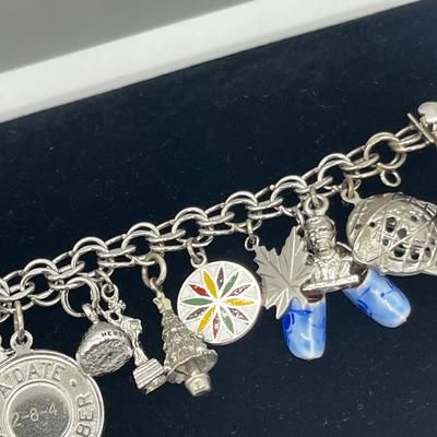LOT 132J: Vintage Elco Sterling Charm Bracelet - 45.2 GTW