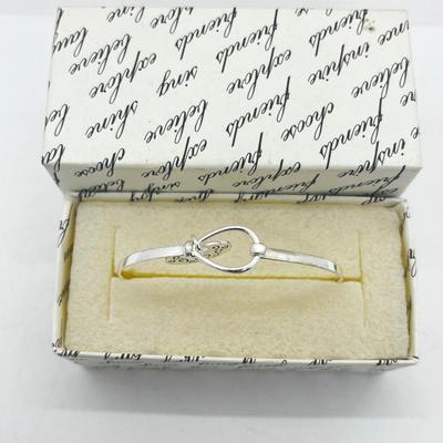 LOT 135J: Sterling Silver "Mother" Latched Bangle Bracelet -5.2 Grams