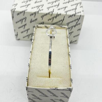 LOT 135J: Sterling Silver "Mother" Latched Bangle Bracelet -5.2 Grams