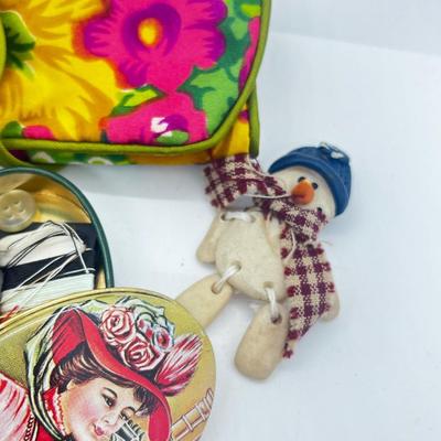 LOT 139J: Vintage Odds and Ends Collection: Silver Plated Box for Sweetener Packets, "Marilyn" Barette, Sewing Tin, Scissors...