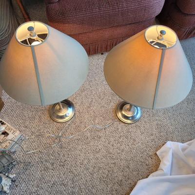 Pair of Restoration Hardware Metal Table Lamps (SR-EL)