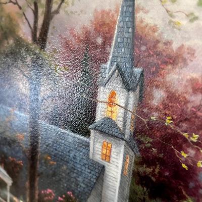 Kinkade Painting "Hometown Morning" - Framed