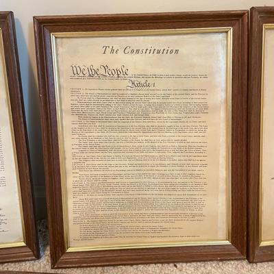 Framed Vintage Set incl Constitution, Declaration & Bill of Rights (BGB-SS)