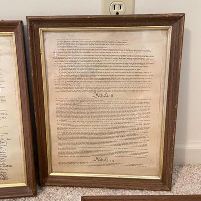 Framed Vintage Set incl Constitution, Declaration & Bill of Rights (BGB-SS)