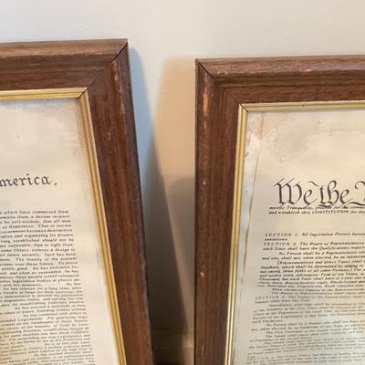 Framed Vintage Set incl Constitution, Declaration & Bill of Rights (BGB-SS)