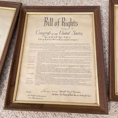 Framed Vintage Set incl Constitution, Declaration & Bill of Rights (BGB-SS)