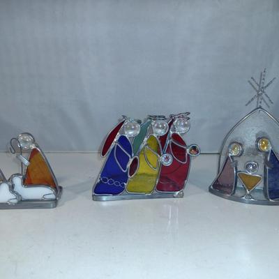 Stained Glass Nativity Design Tealight Candle Holders