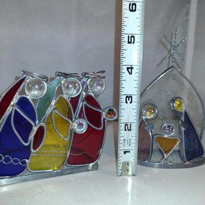 Stained Glass Nativity Design Tealight Candle Holders