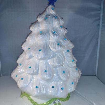 Ceramic Christmas Tree with Santa Face- Approx 15 1/2" Tall