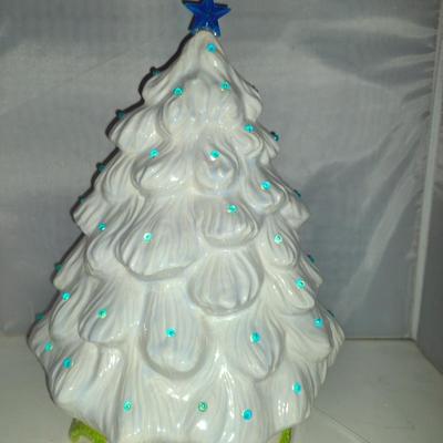 Ceramic Christmas Tree with Santa Face- Approx 15 1/2" Tall