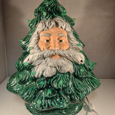 Ceramic Christmas Tree with Santa Face- Approx 15" Tall