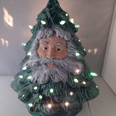 Ceramic Christmas Tree with Santa Face- Approx 15" Tall