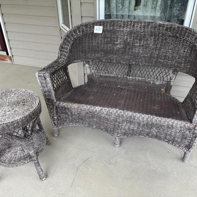 Wicker Bench and Table