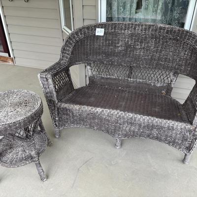 Wicker Bench and Table