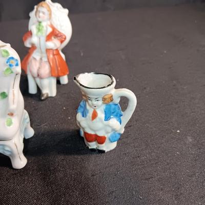 VICTORIAN STYLE PORCELAIN FURNITURE AND FIGURINES