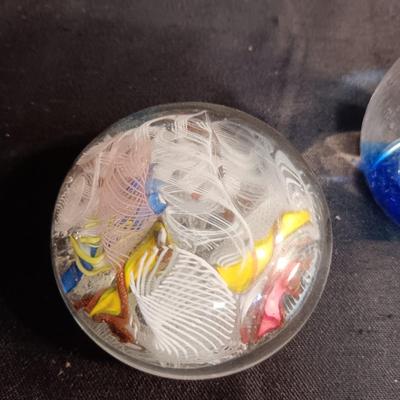 2 GLASS PAPERWEIGHTS