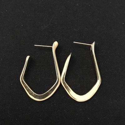 Vintage, gold, toned cream, enameled, hoop, earrings