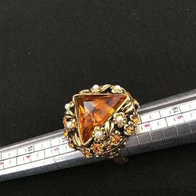 Vintage Cocktail Ring Adjustable Band