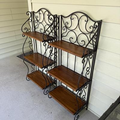 Two Iron and Wood Bakers Racks (PBN-BM)