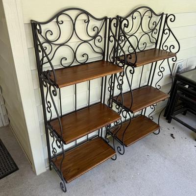 Two Iron and Wood Bakers Racks (PBN-BM)