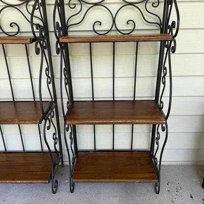Two Iron and Wood Bakers Racks (PBN-BM)