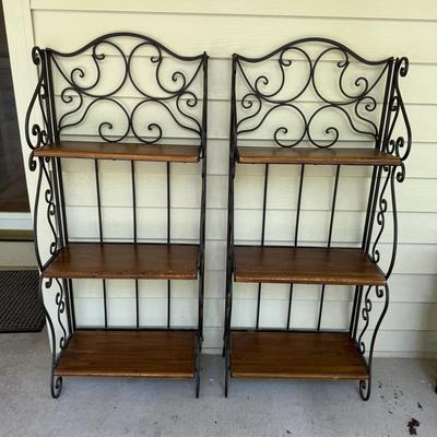 Two Iron and Wood Bakers Racks (PBN-BM)