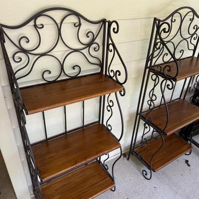 Two Iron and Wood Bakers Racks (PBN-BM)