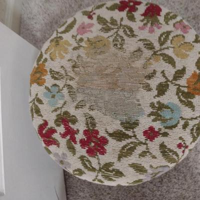 Pair of Wooden Footstools with Upholstered Tops