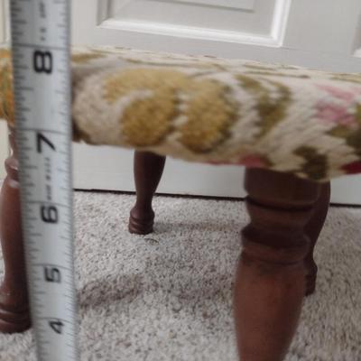 Pair of Wooden Footstools with Upholstered Tops