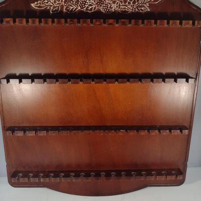 Collection of Souvenir Spoons with Wooden Display Rack