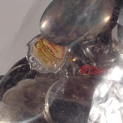 Collection of Souvenir Spoons with Wooden Display Rack