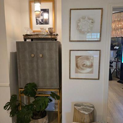 Sale Photo Thumbnail #96: Benjamin bar cabinet with 2 shkves, Shagreen and gold legs MADE GOODS