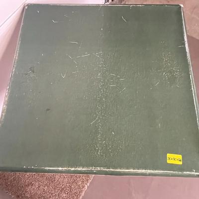 Sale Photo Thumbnail #46: Samson label Table has metal legs and metal reinforced corners. Measures 30" x 30" and stands 26" tall.